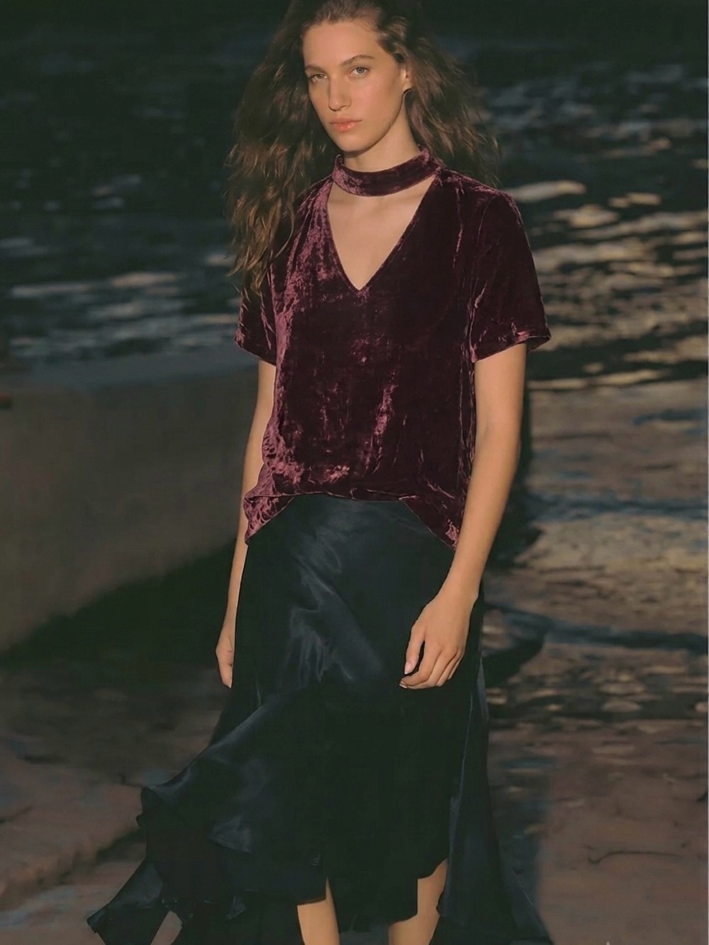 Madewell NEW Burgundy Velvet Choker Top size XS-S Dark Academia Preppy Bohemian